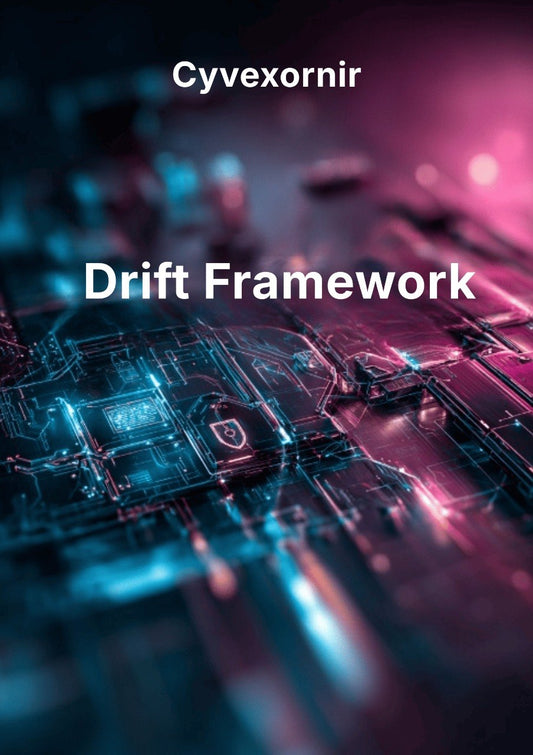 Guitar with electronic components and 'Cyvexornir Drift Framework' text on a blurred background