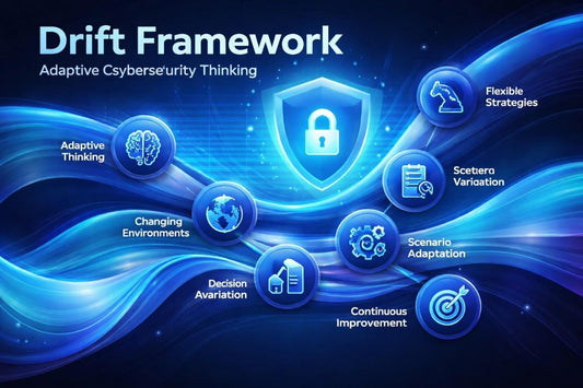 Drift Framework for adaptive cybersecurity thinking with blue and black background