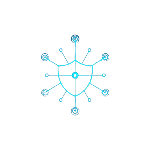 Blue geometric design on a white background
