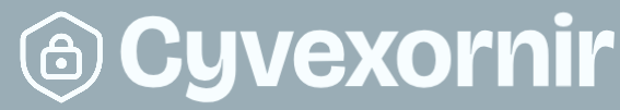 Cyvexornir logo with a shield icon on a light blue background