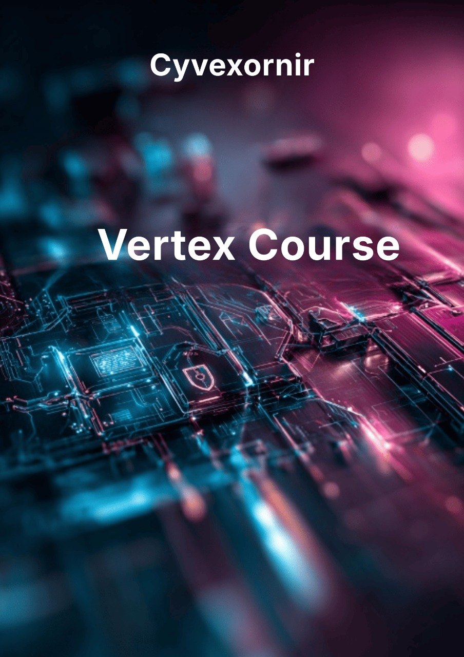 Futuristic interface with glowing elements and 'Cyvexornir Vertex Course' text.